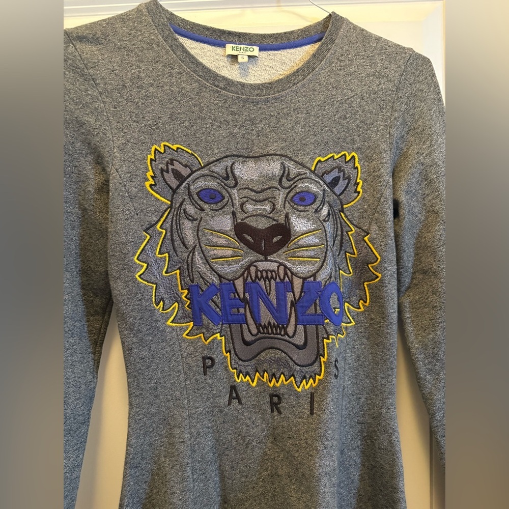 Kenzo Tiger Sweatshirt Dress Gray Cotton Size Small - Picture 6 of 12